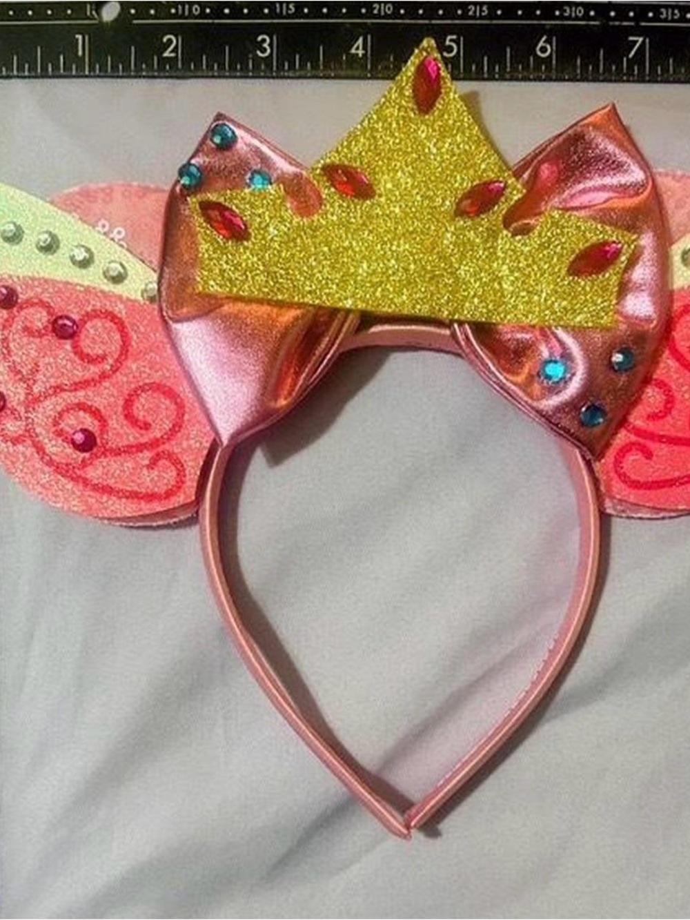 ✨ Magical Pink Sparkle Mouse Ears Headband with Crown ✨